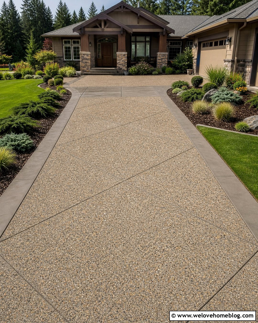 Exposed Aggregate Diamond Cut Concrete Driveway - 20 Diamond Cut Concrete Driveway Ideas