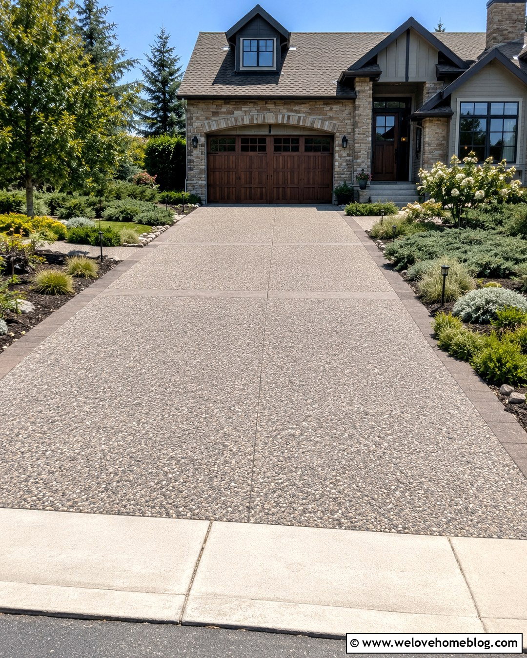 Exposed Aggregate Double Garage Driveway - 20 double garage driveway design ideas