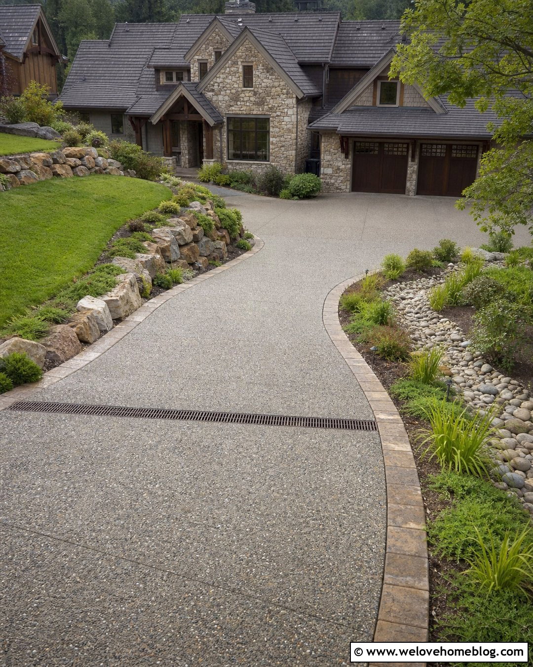 Exposed Aggregate Downward Sloped Driveway - 20 Downward Sloped Driveway Ideas
