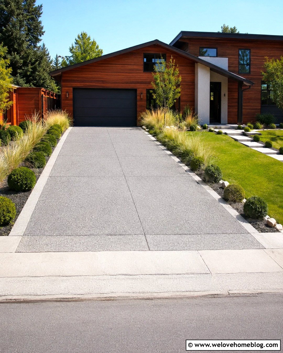 Exposed Aggregate Driveway - 20 Minimalist Driveway Ideas