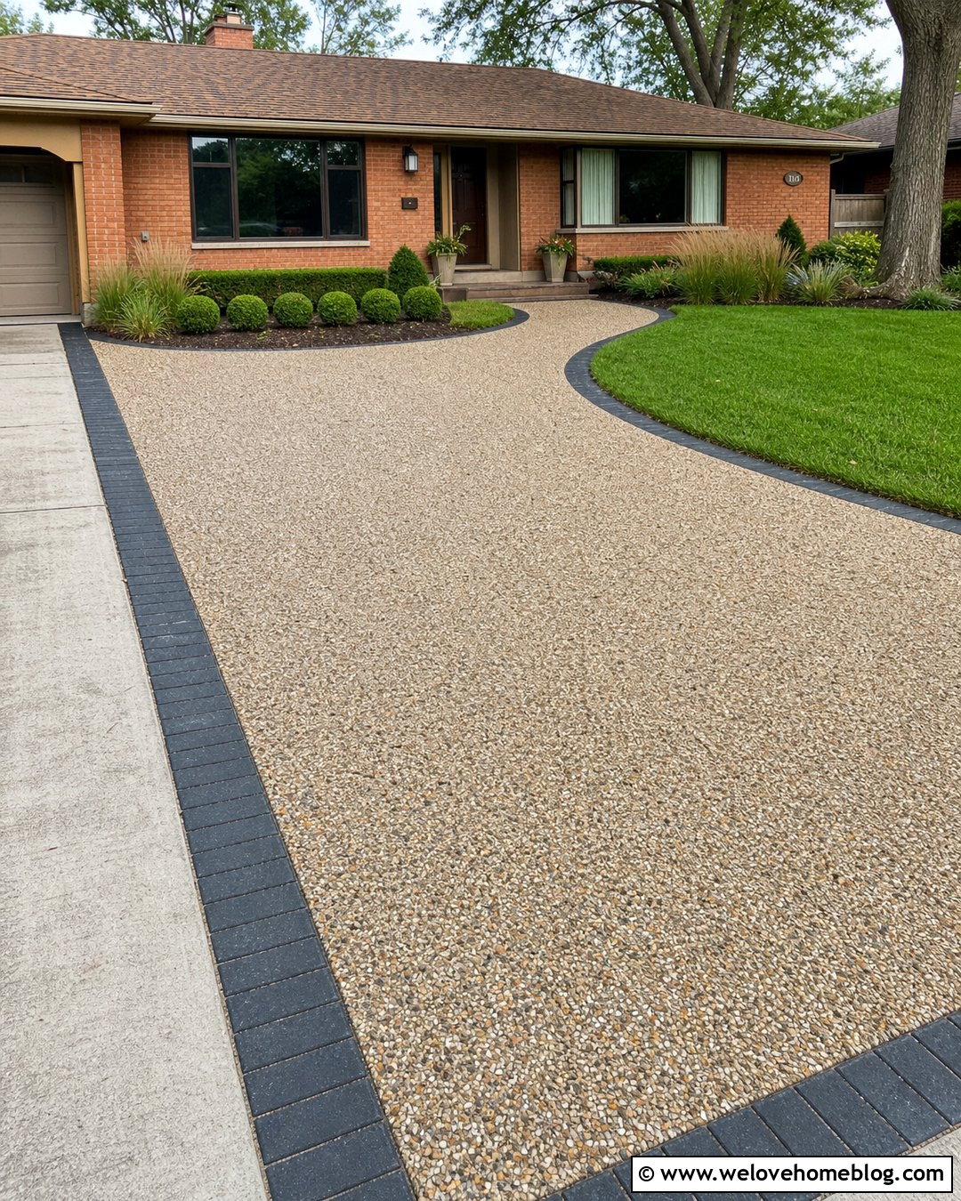 Exposed Aggregate Driveway Extension - 35 Extending Driveway Ideas
