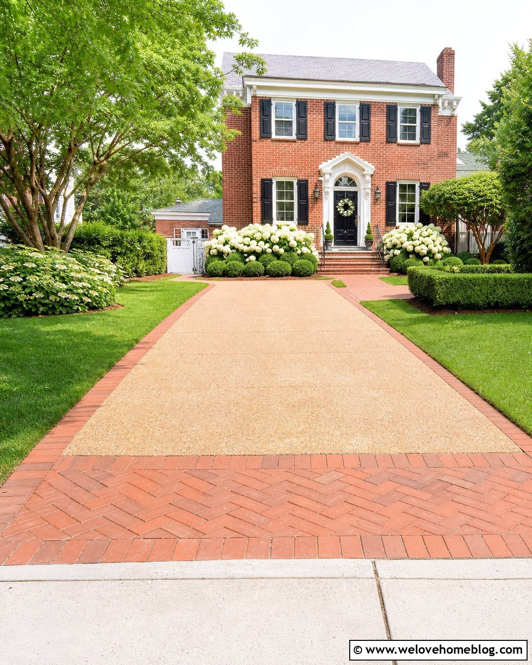 Exposed Aggregate Driveway With Brick Border - 30 Aggregate Driveway Ideas