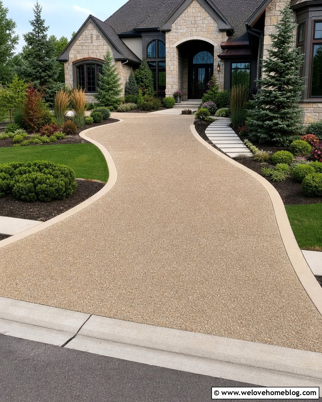 Exposed Aggregate Driveway With Concrete Borders - 20 How To Build A Driveway Ideas