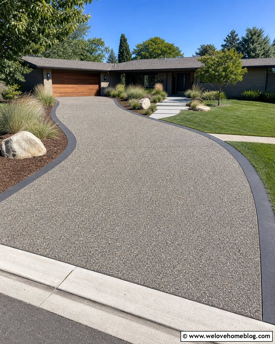Exposed Aggregate Look Concrete Overlay Driveway - 20 concrete overlay driveway ideas