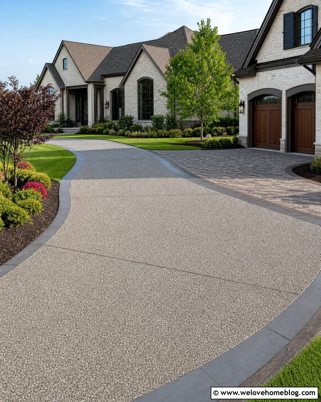 Exposed Aggregate Luxury Driveway - 45 Luxury Driveway Ideas