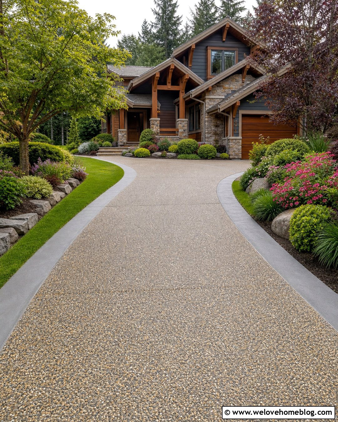 Exposed Aggregate Poured Concrete Driveway - 20 Poured Concrete Driveway Ideas
