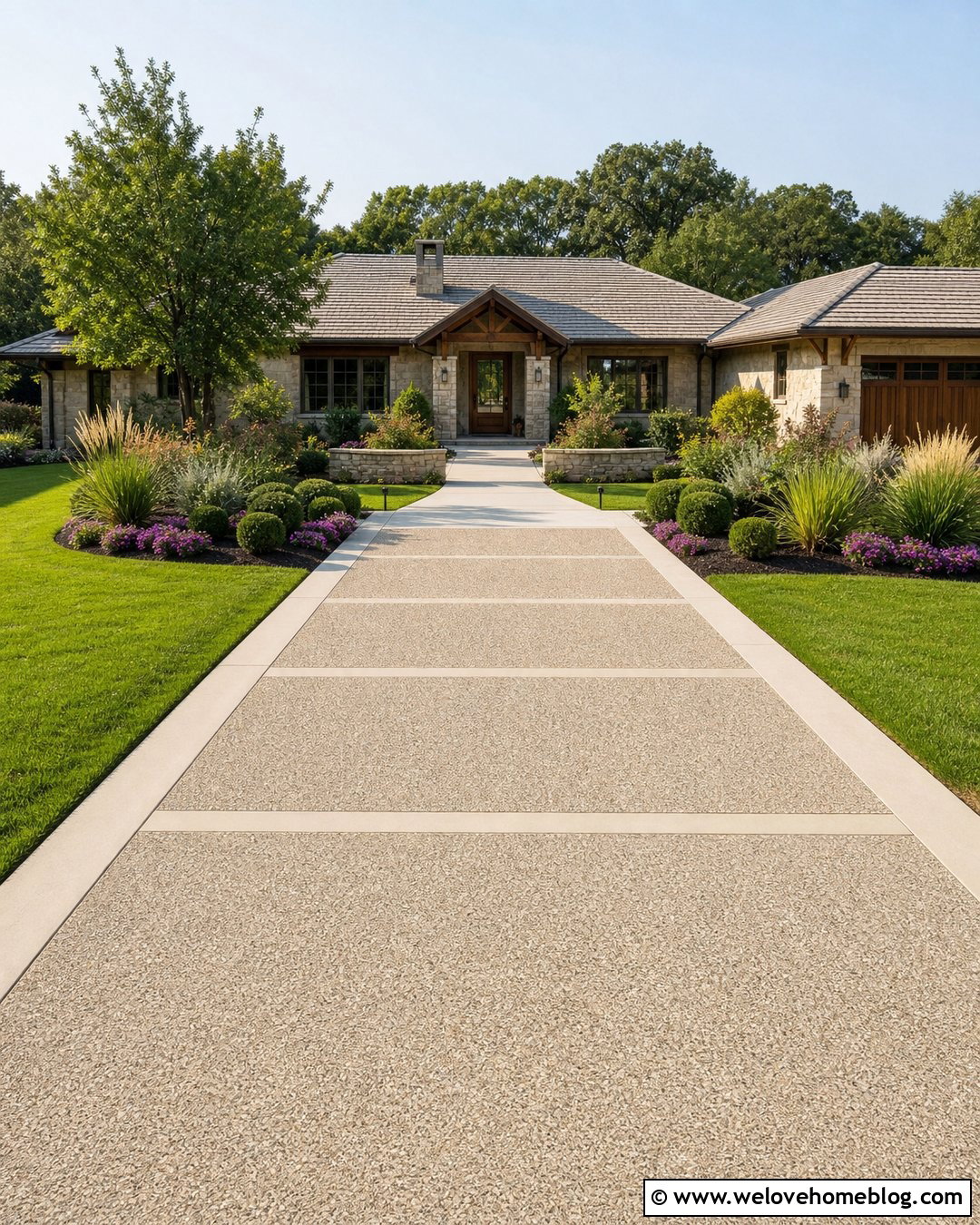 Exposed Aggregate Ranch House Driveway - 20 Ranch House Driveway Ideas