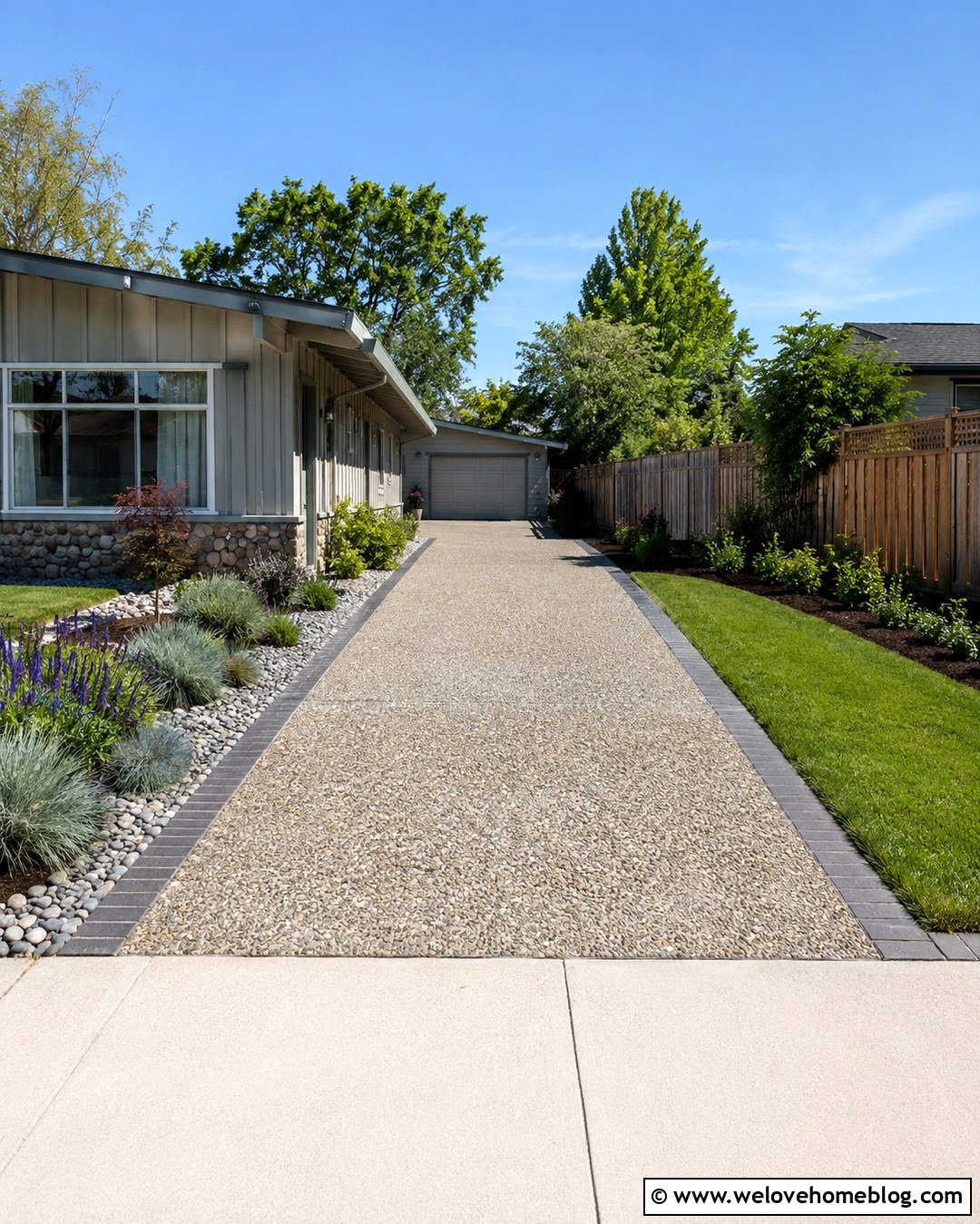Exposed Aggregate Side Yard Driveway - 20 Side Yard Driveway Ideas