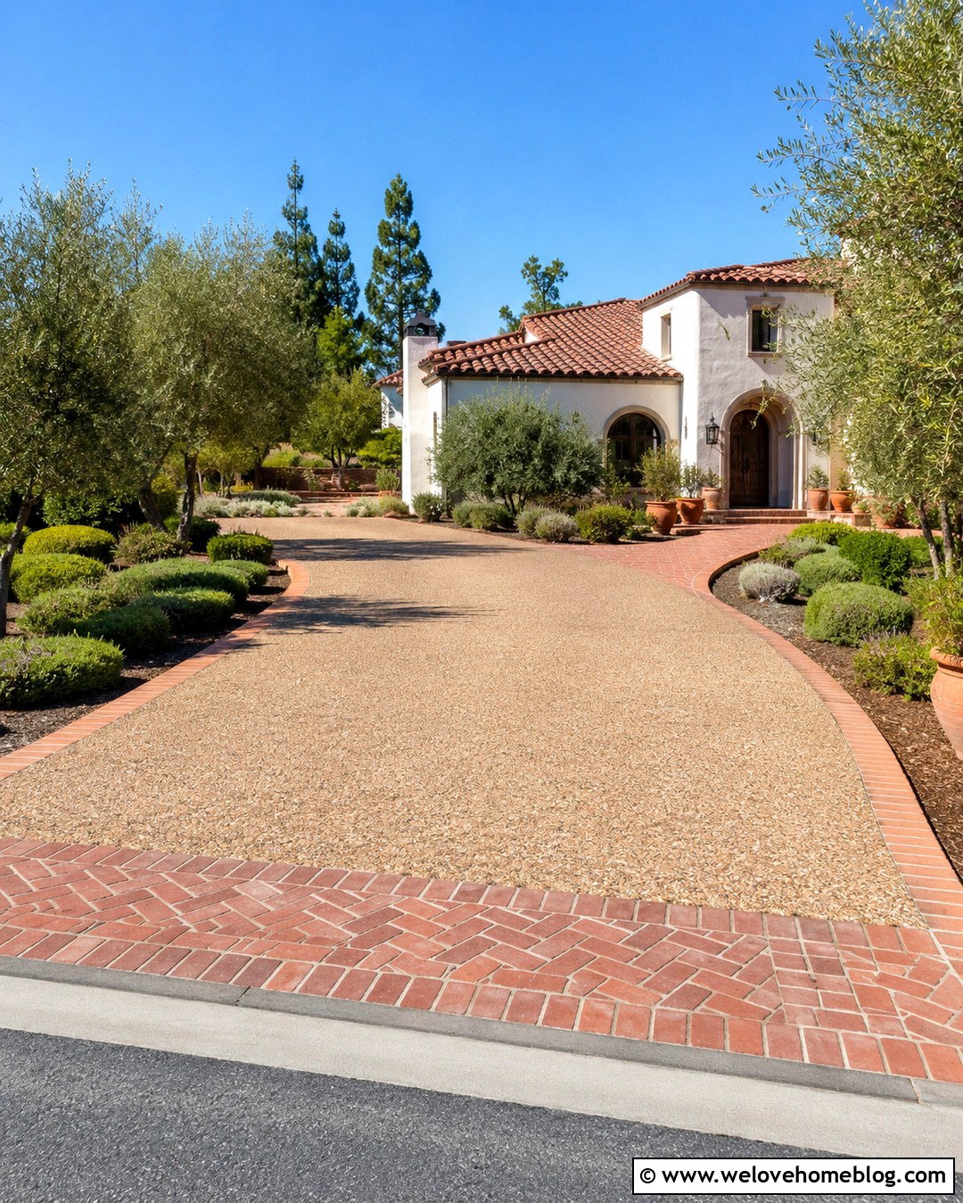 Exposed Aggregate Spanish Driveway - 20 Spanish Style Driveway Ideas