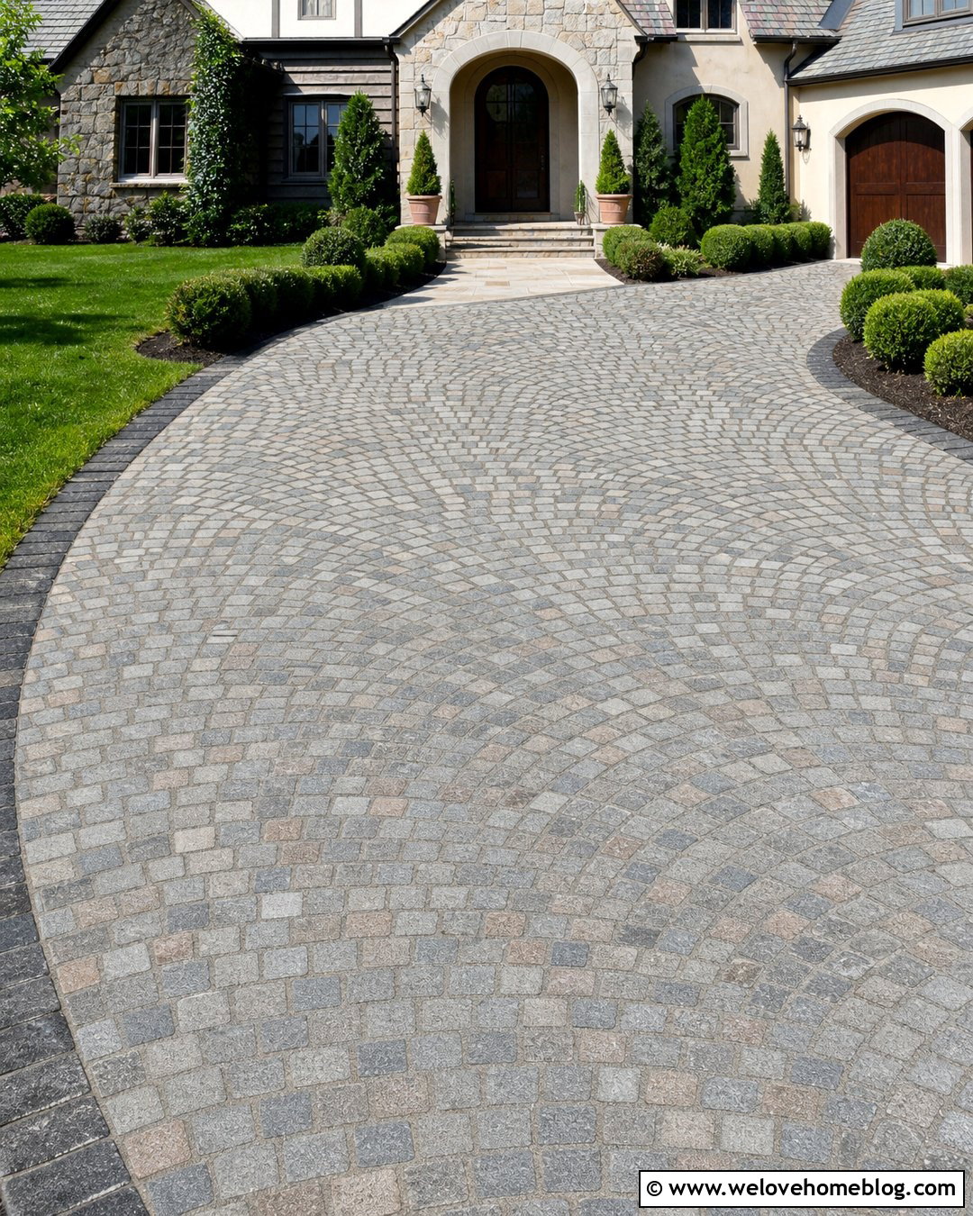 Fan Pattern Paver Driveway - 20 Paver Driveway Design Ideas