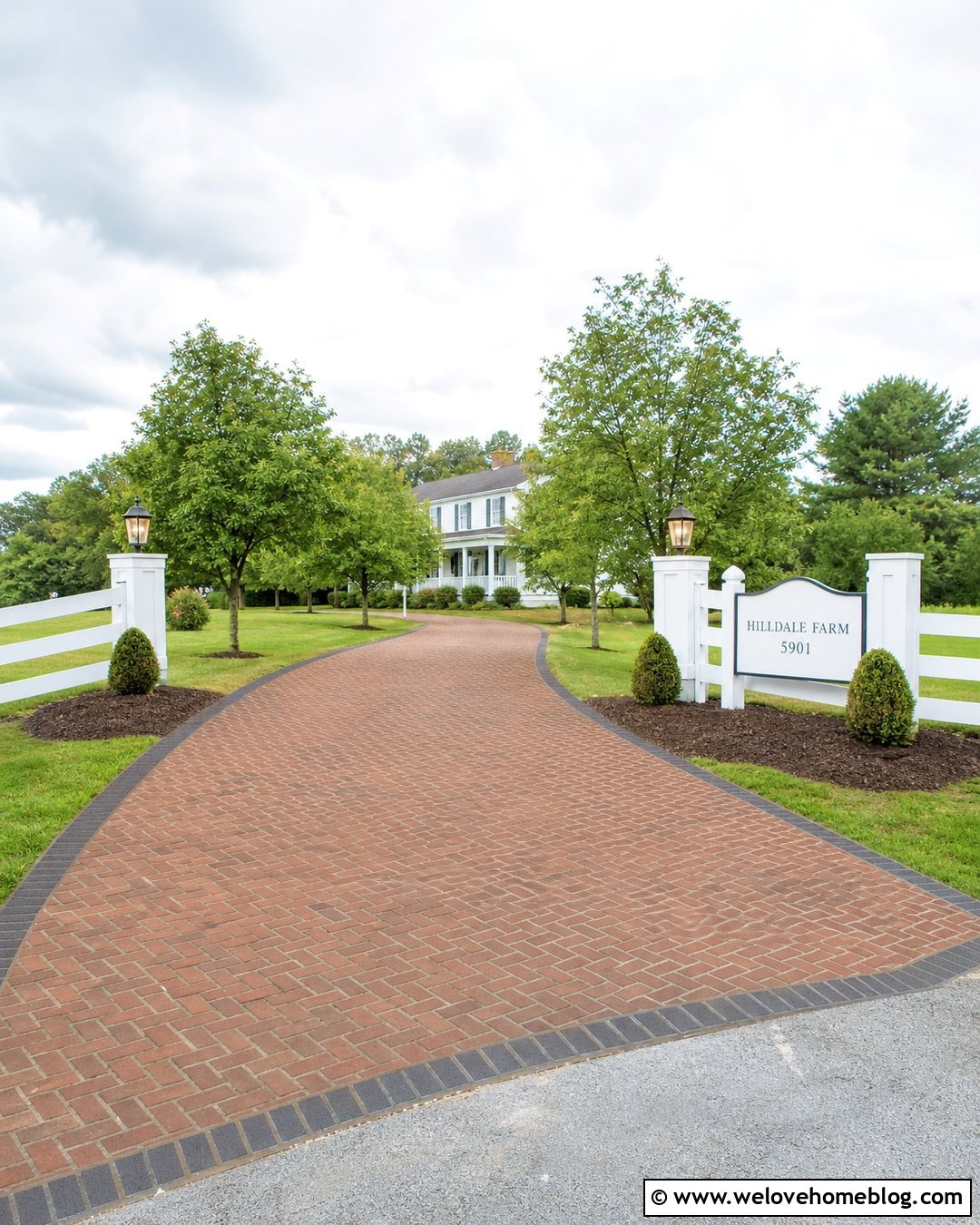 Farm Address Sign With Brick Driveway