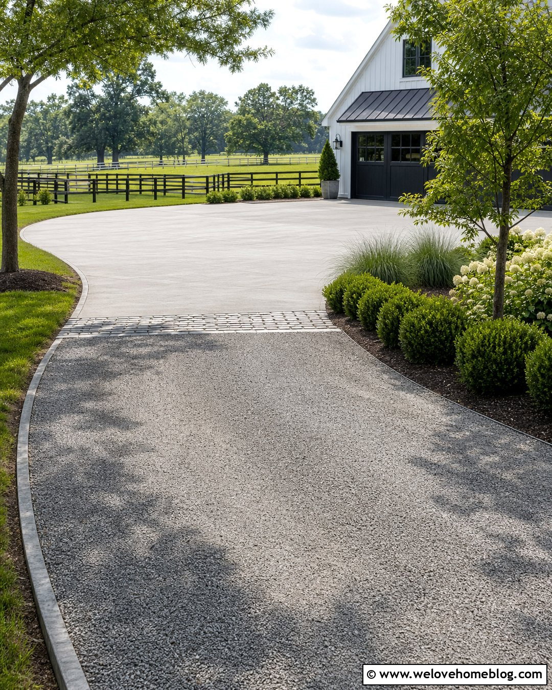 Farm Driveway With Concrete And Gravel Sections - 35 Farm Driveway Ideas