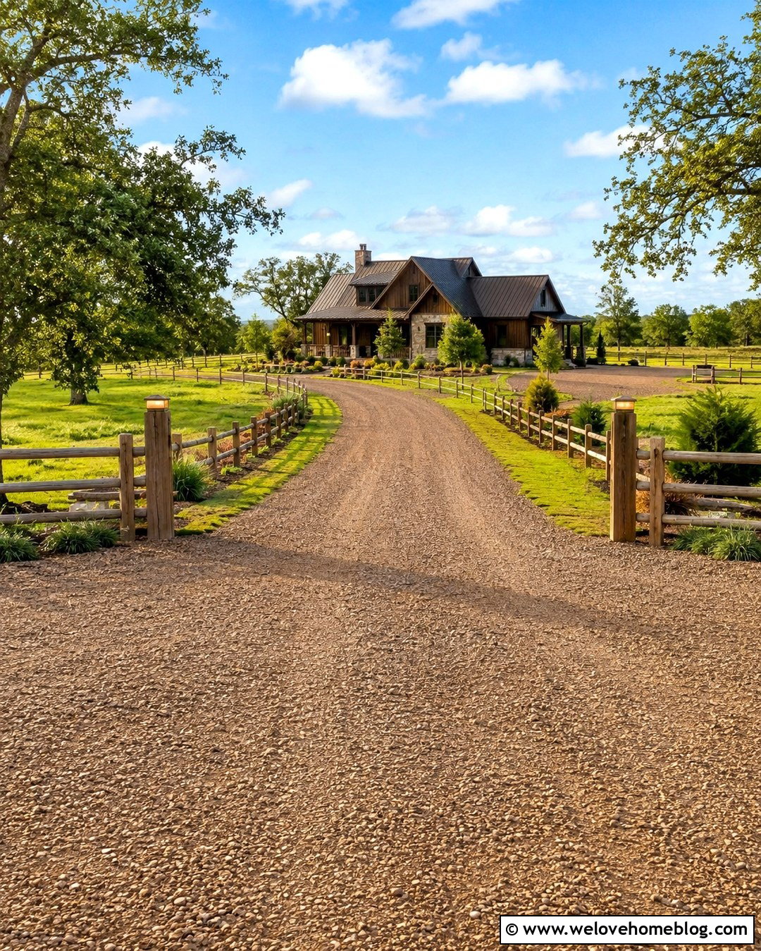 Farm Driveway With Split Rail Fence - 20 Farm Driveways Ideas