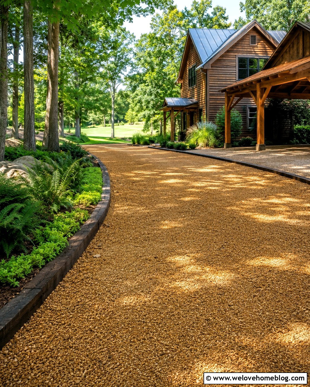 Farm Driveway With Timber Edging - 20 Farm Driveways Ideas