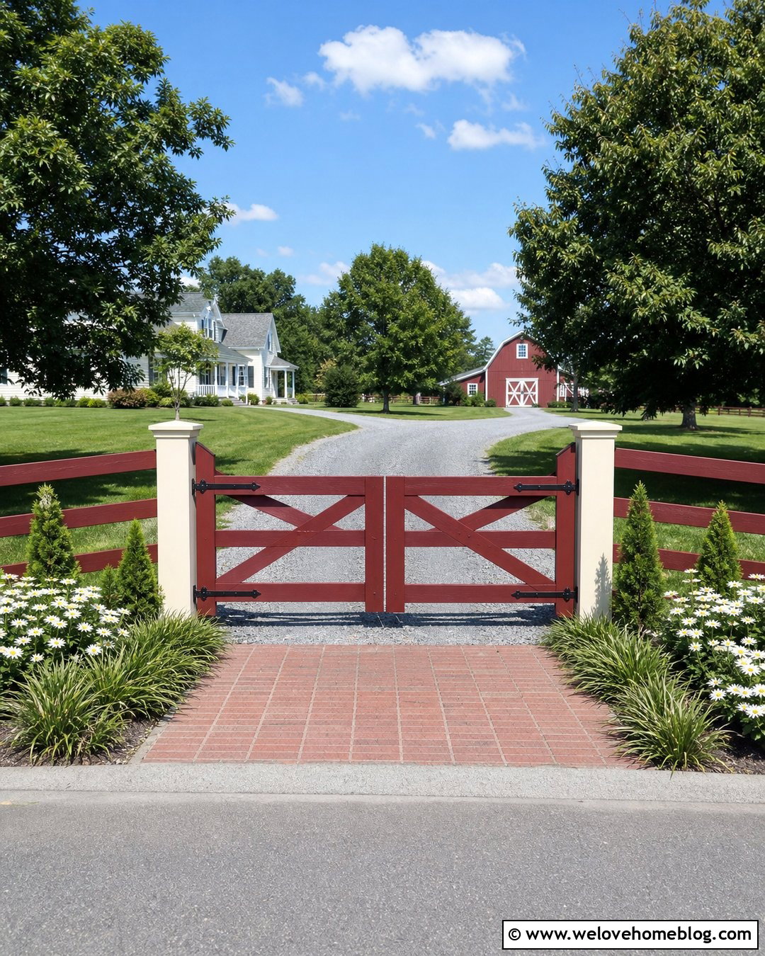 Farm Gate With Barn Red Finish - 30 farm gates entrance driveways country ideas
