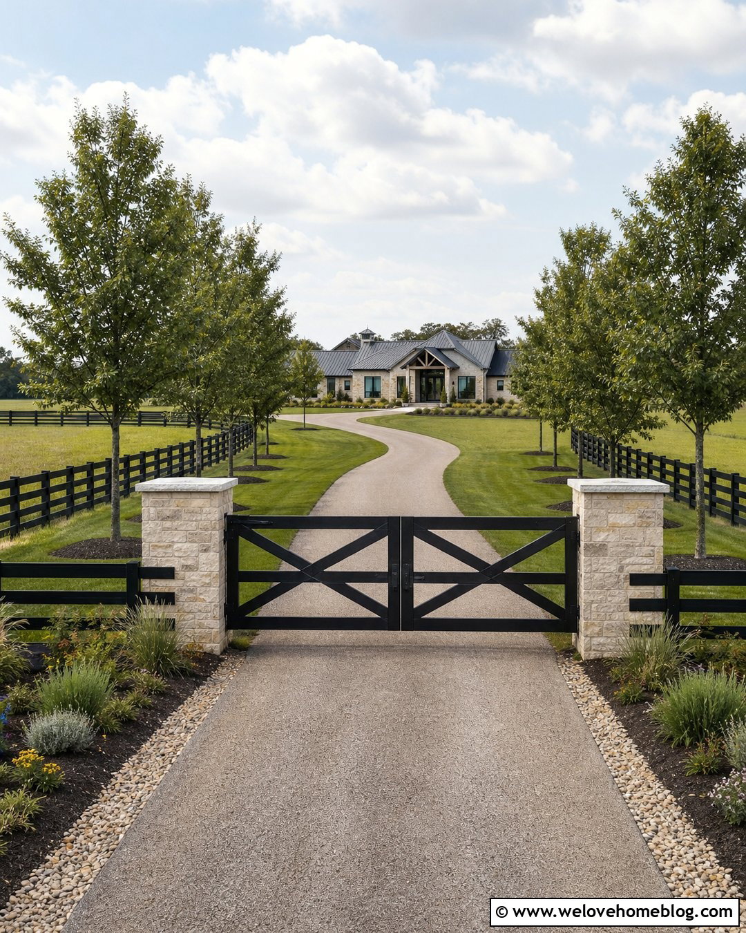 Farm Gate With Board Fence Entrance - 25 Farm Gates Entrance Driveways Ideas