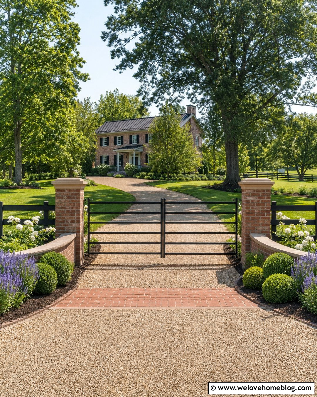 Farm Gate With Brick Entrance Columns - 25 Farm Gates Entrance Driveways Ideas