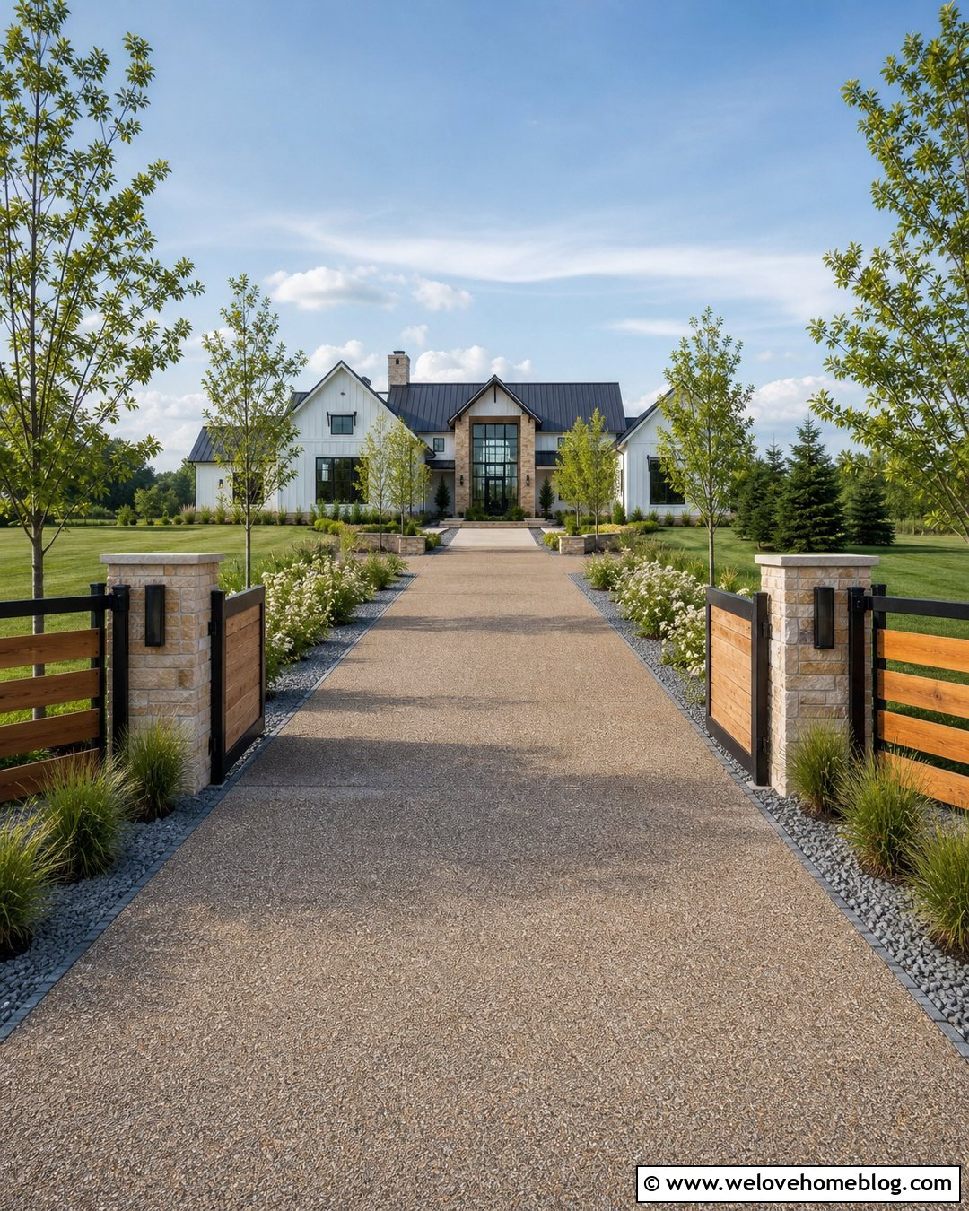 Farm Gate With Exposed Aggregate Driveway - 30 farm gates entrance driveways country ideas