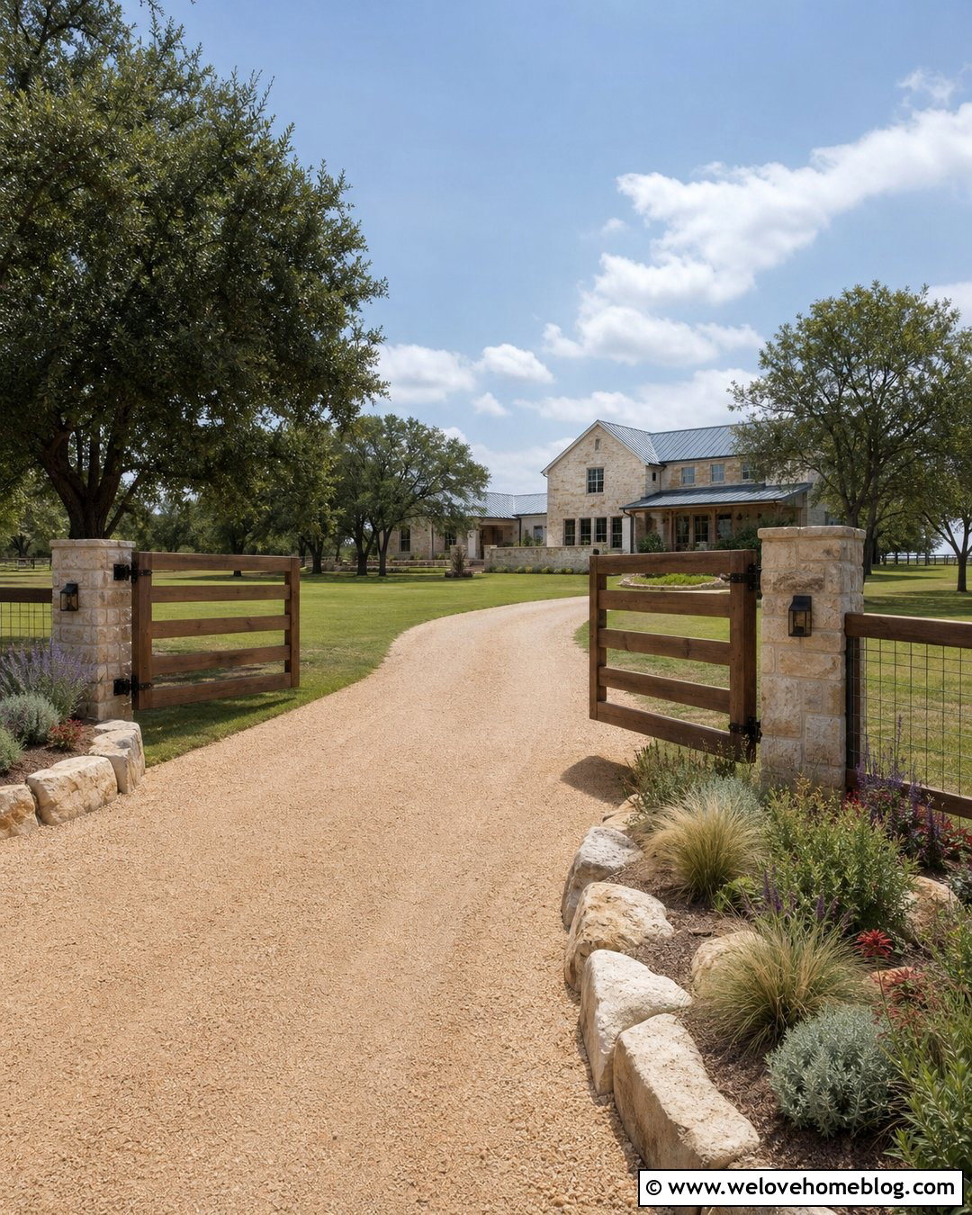 Farm Gate With Limestone Columns - 30 farm gates entrance driveways country ideas