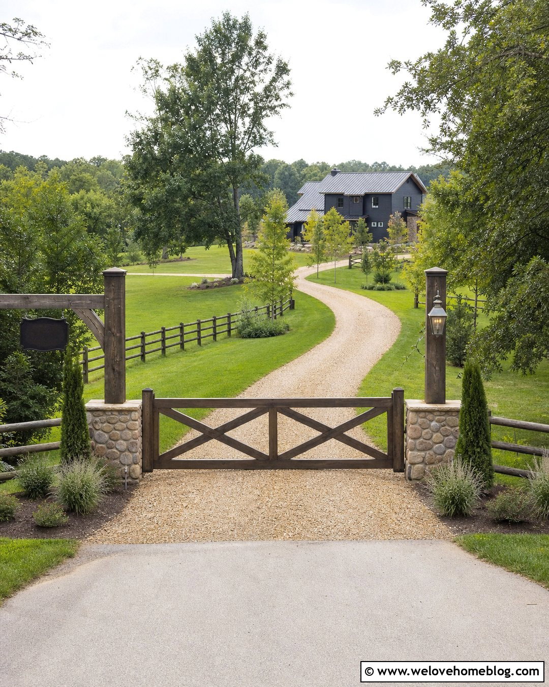 Farm Gate With Rustic Address Sign - 30 farm gates entrance driveways country ideas
