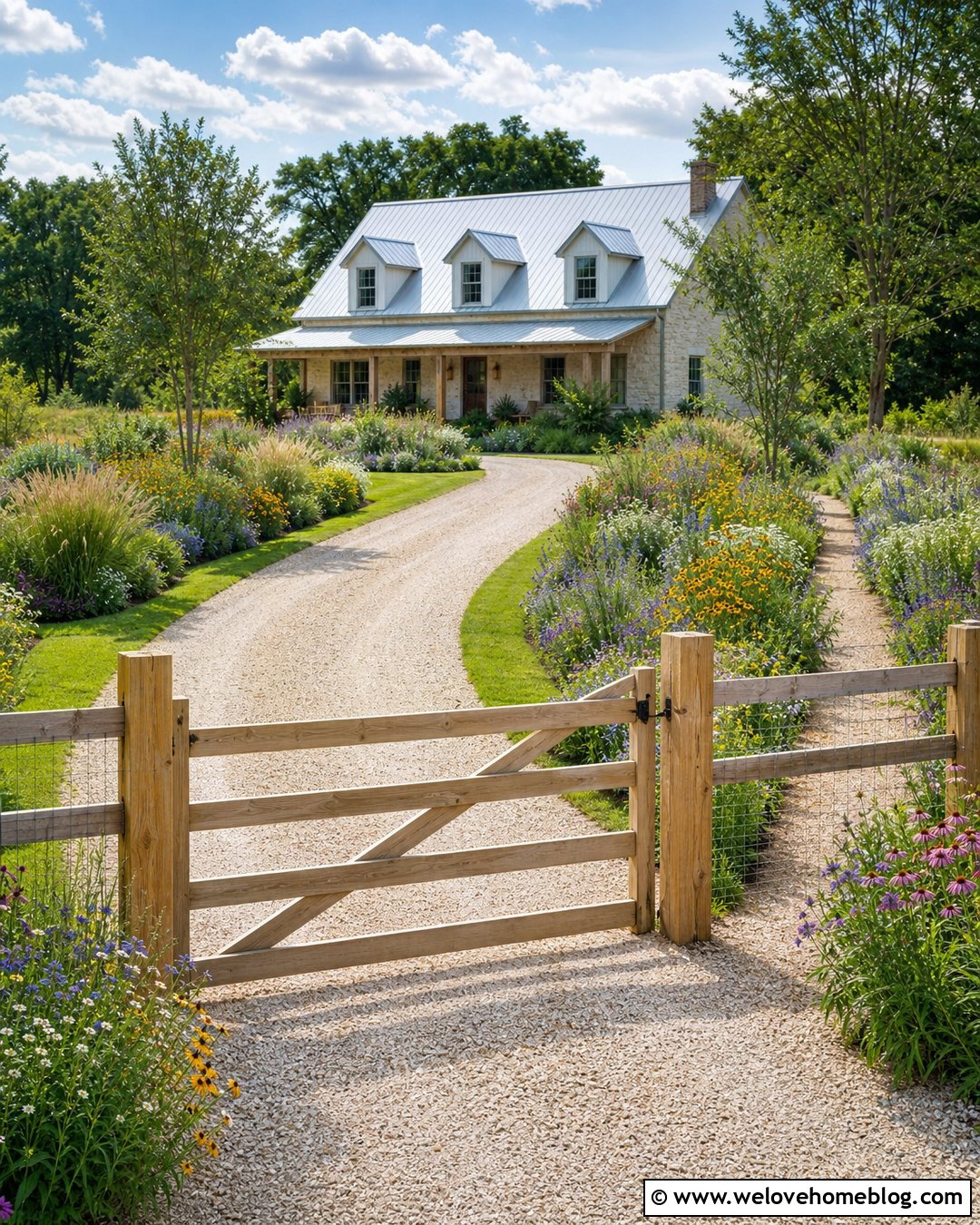 Farm Gate With Wildflower Borders - 25 Farm Gates Entrance Driveways Ideas