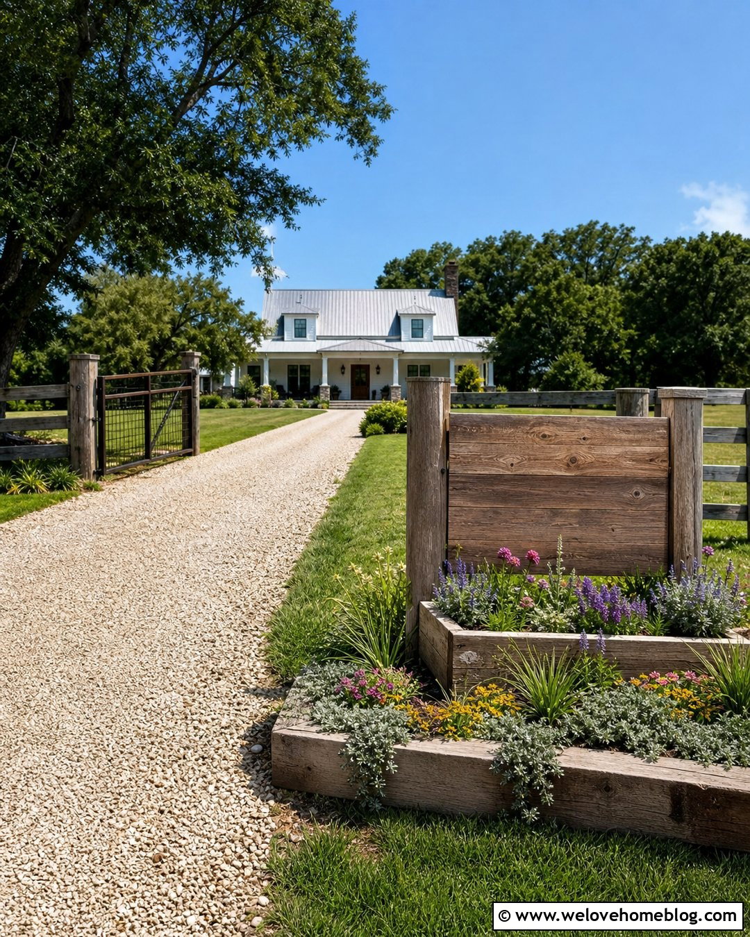 Farm Sign Planter With Crushed Stone Driveway - 25 farm signs entrance driveways rustic ideas