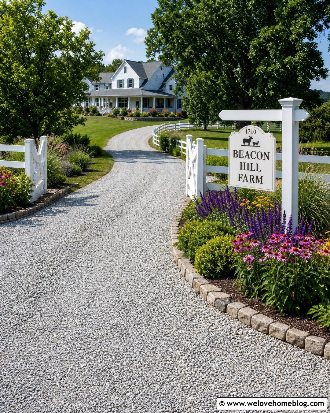 Farm Sign With Flower Bed Entrance - 40 Farm Signs Entrance Driveways Ideas