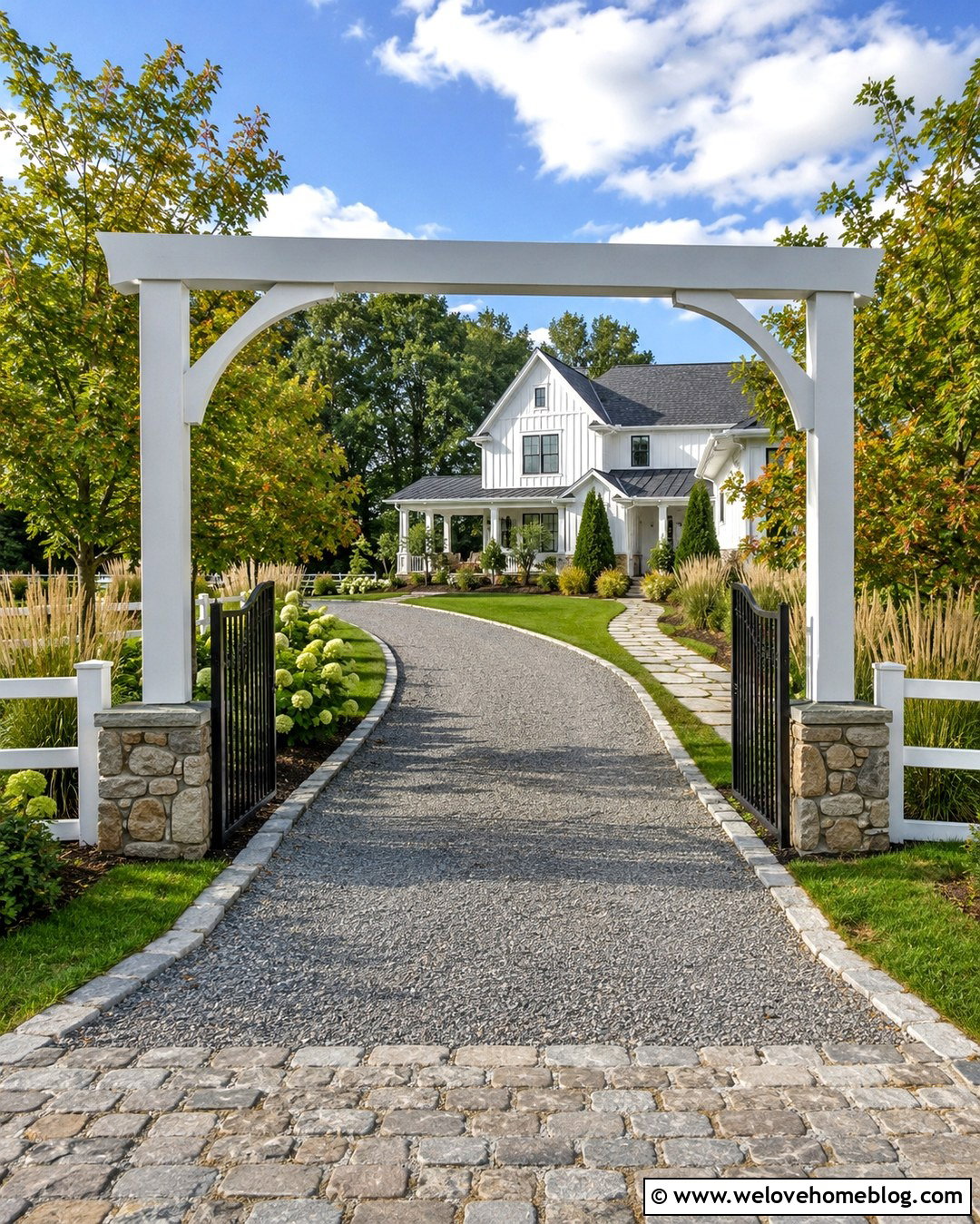 Farmhouse Arched Driveway Entrance - 20 Arched Driveway Entrance Ideas