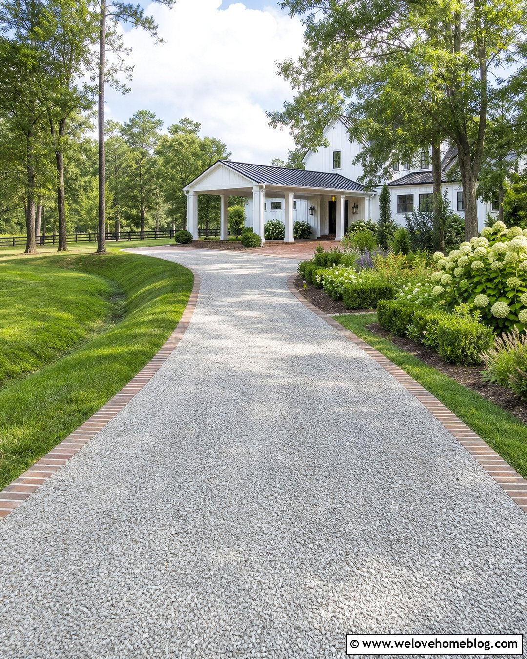 Farmhouse Carport With Curved Sloped Driveway - 20 carport sloped driveway ideas