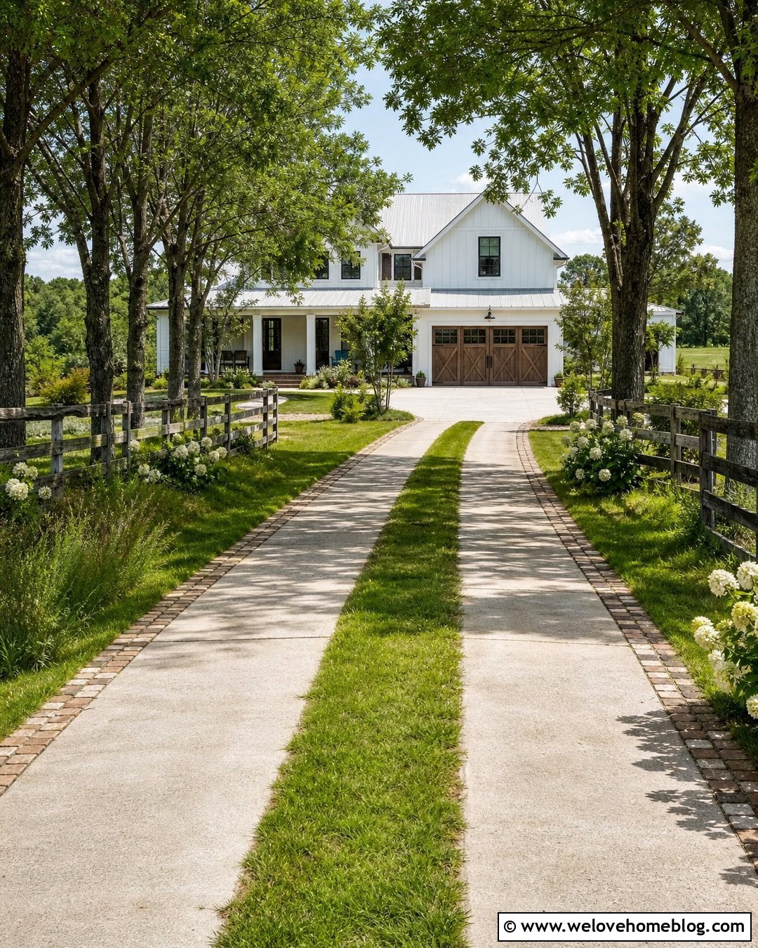Farmhouse Cement Grass Driveway - 20 Cement Grass Driveway Ideas