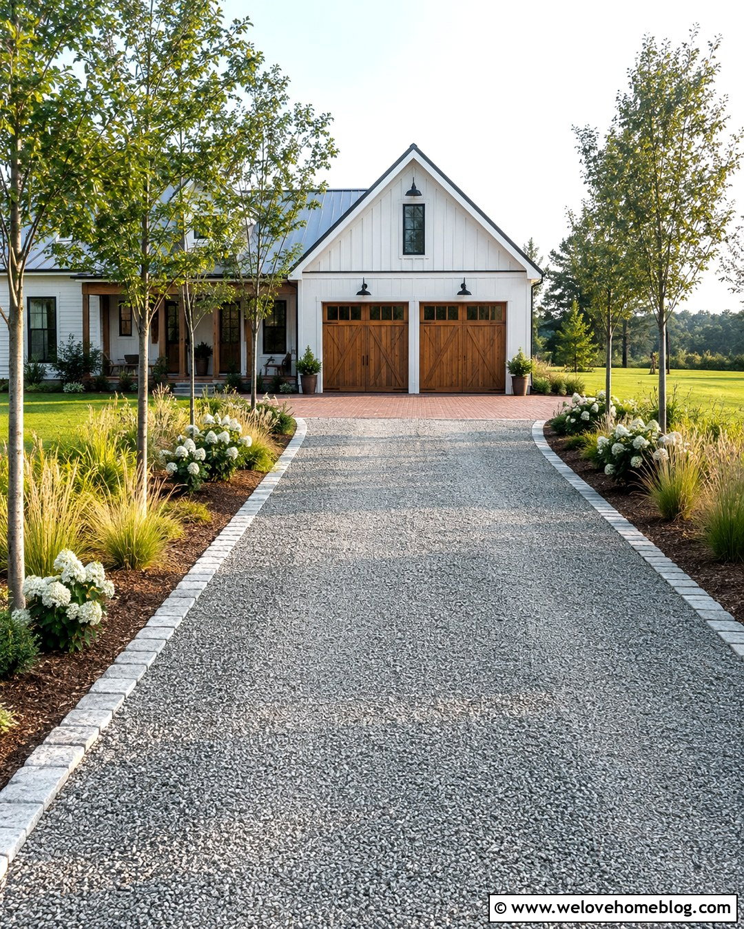 Farmhouse Double Garage Gravel Driveway - 20 double garage driveway design ideas