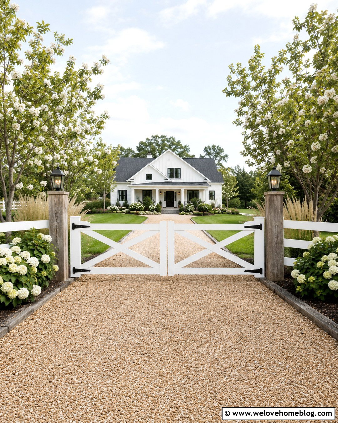 Farmhouse Driveway Entry Gate - 20 Driveway Entry Gate Ideas
