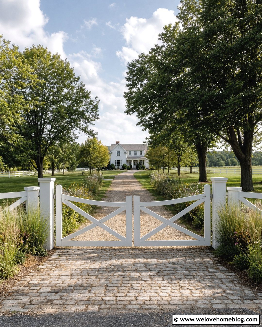 Farmhouse Driveway Gate - 45 Driveway Gate Ideas