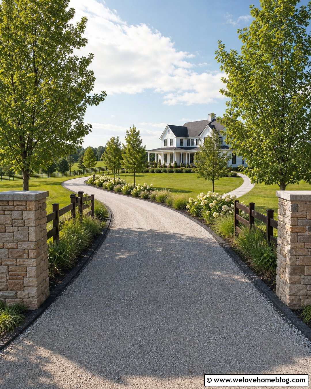 Farmhouse Driveway Railing With Split Rails - 20 Driveway Railing Ideas