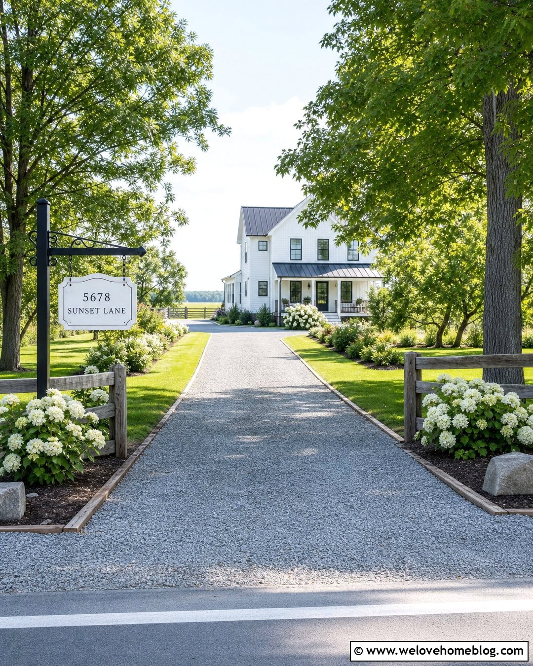 Farmhouse Driveway Sign With Crushed Stone Driveway - 30 Driveway Sign Ideas