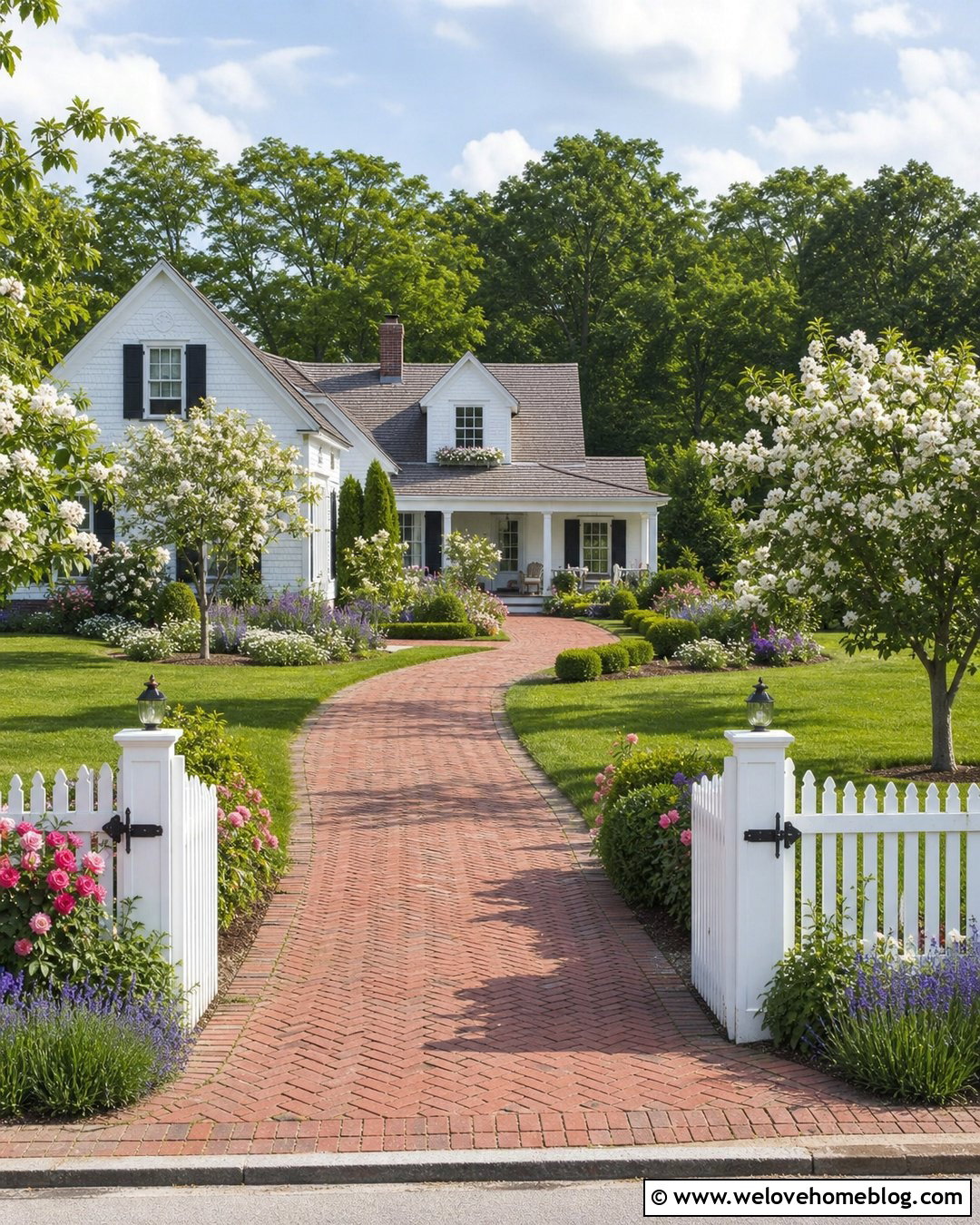 Farmhouse Driveway With Cottage Garden Entrance - 40 Farmhouse Driveway Entrance Ideas
