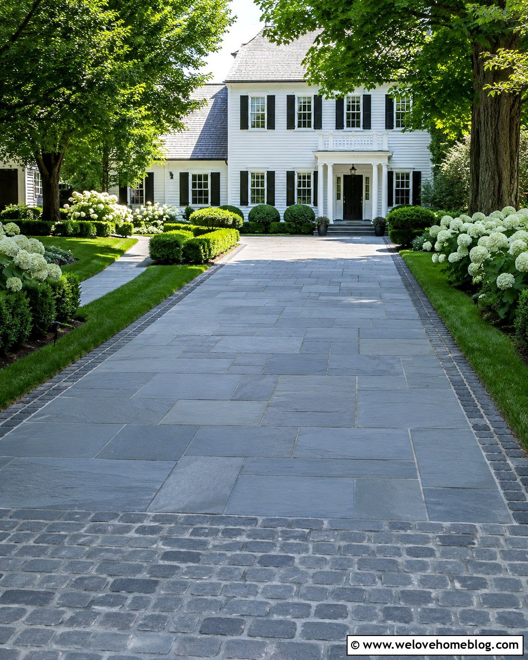 Farmhouse Flagstone Driveway With Gravel Apron - 20 natural flagstone driveway ideas