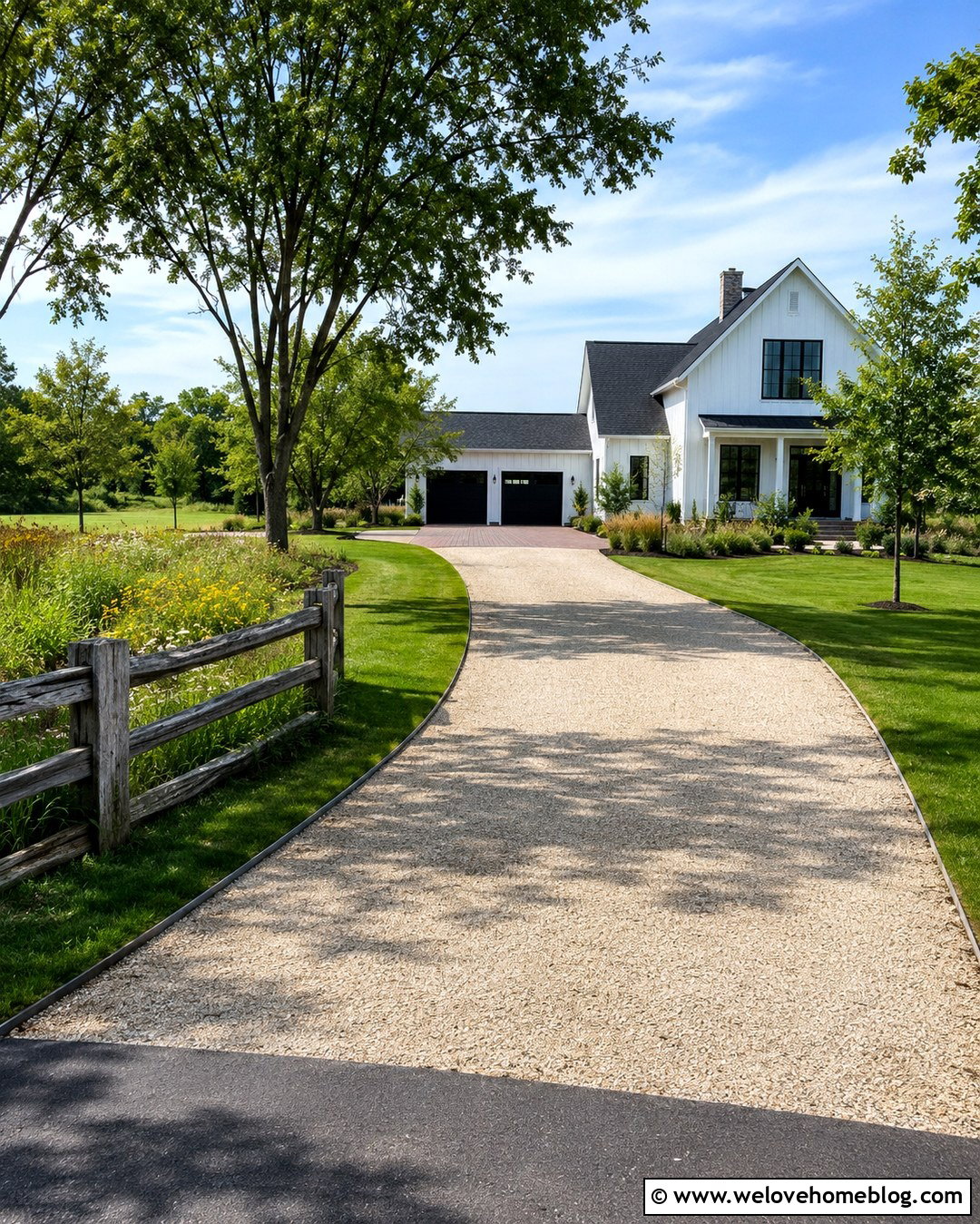 Farmhouse Geogrid Driveway With Grass Borders - 20 Geogrid Driveway Ideas
