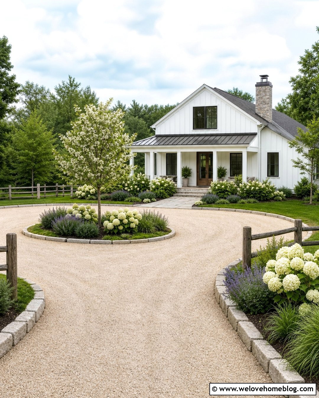 Farmhouse Gravel Driveway Turnaround - 30 Driveway Turnaround Ideas