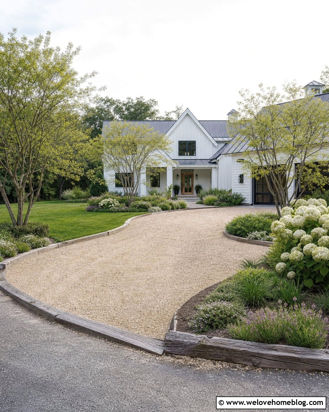 Farmhouse Gravel Driveway With Serviceberry Trees - 20 Driveway With Trees On Either Side Ideas