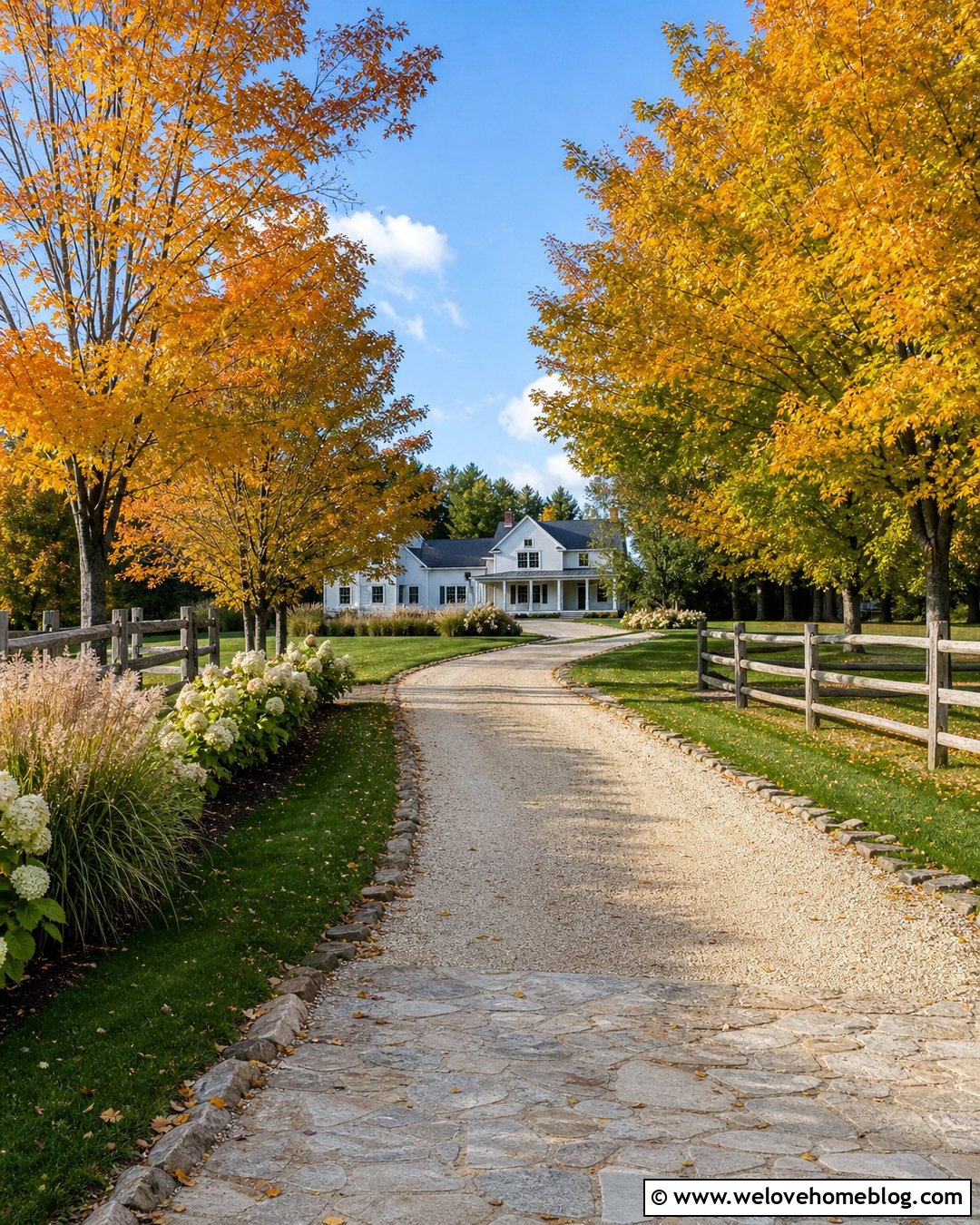 Farmhouse Maple Tree Lined Driveway - 20 maple tree lined driveway ideas