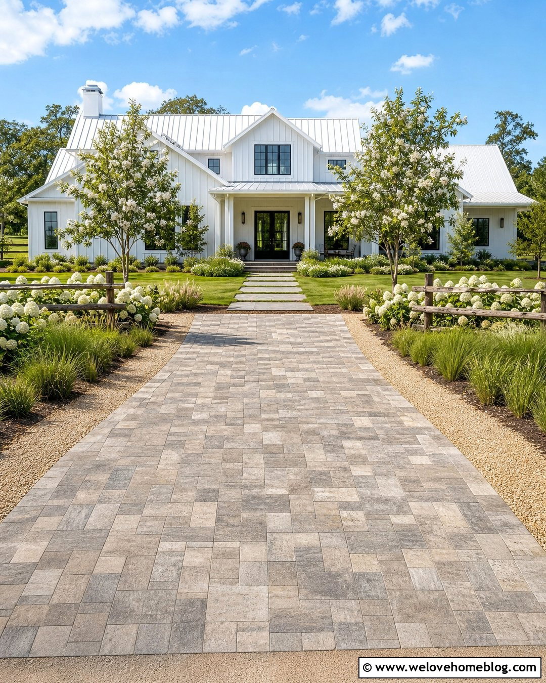 Farmhouse Patio Stone Driveway With Gravel Border - 20 Patio Stone Driveway Ideas