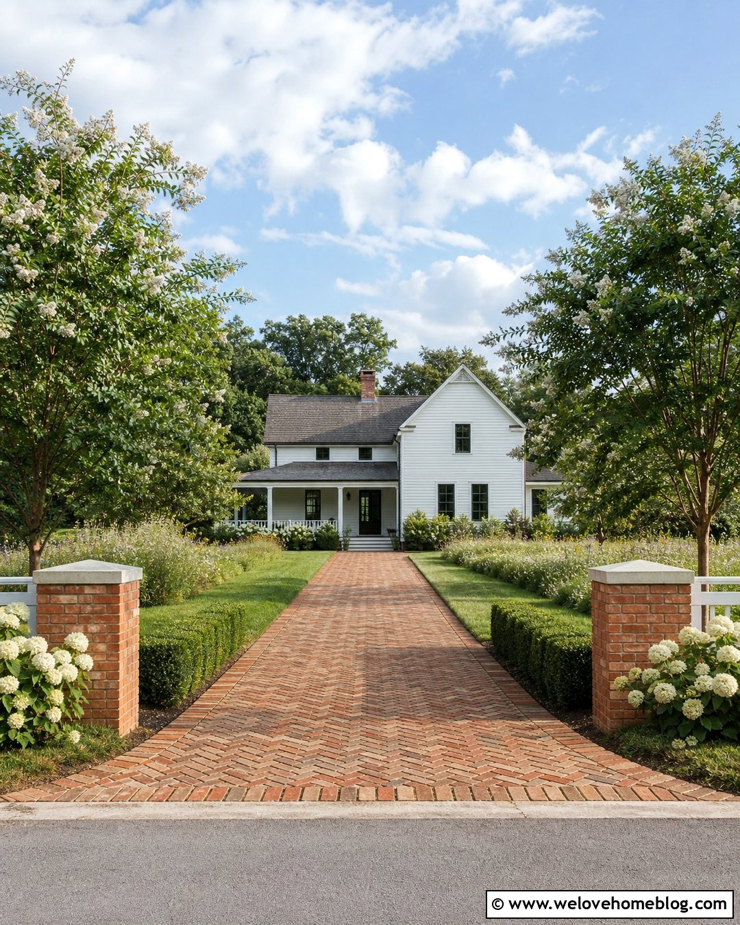 Farmhouse Sign With Herringbone Brick Driveway - 25 farm signs entrance driveways rustic ideas
