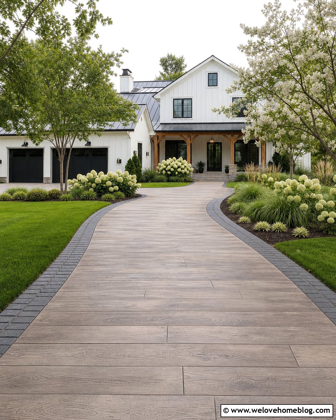 Farmhouse Stamped Concrete Driveway - 25 stamped driveway concrete ideas