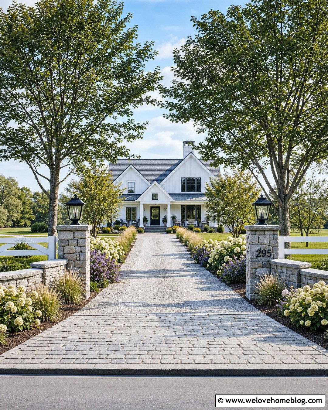 Farmhouse Stone Wall Driveway Entrance - 25 Stone Entrance Driveway Ideas