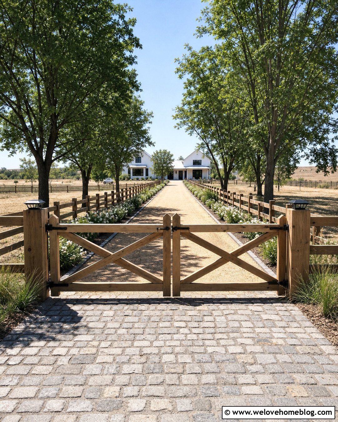 Farmhouse Timber Driveway Barrier Gate - 25 Driveway Barrier Ideas
