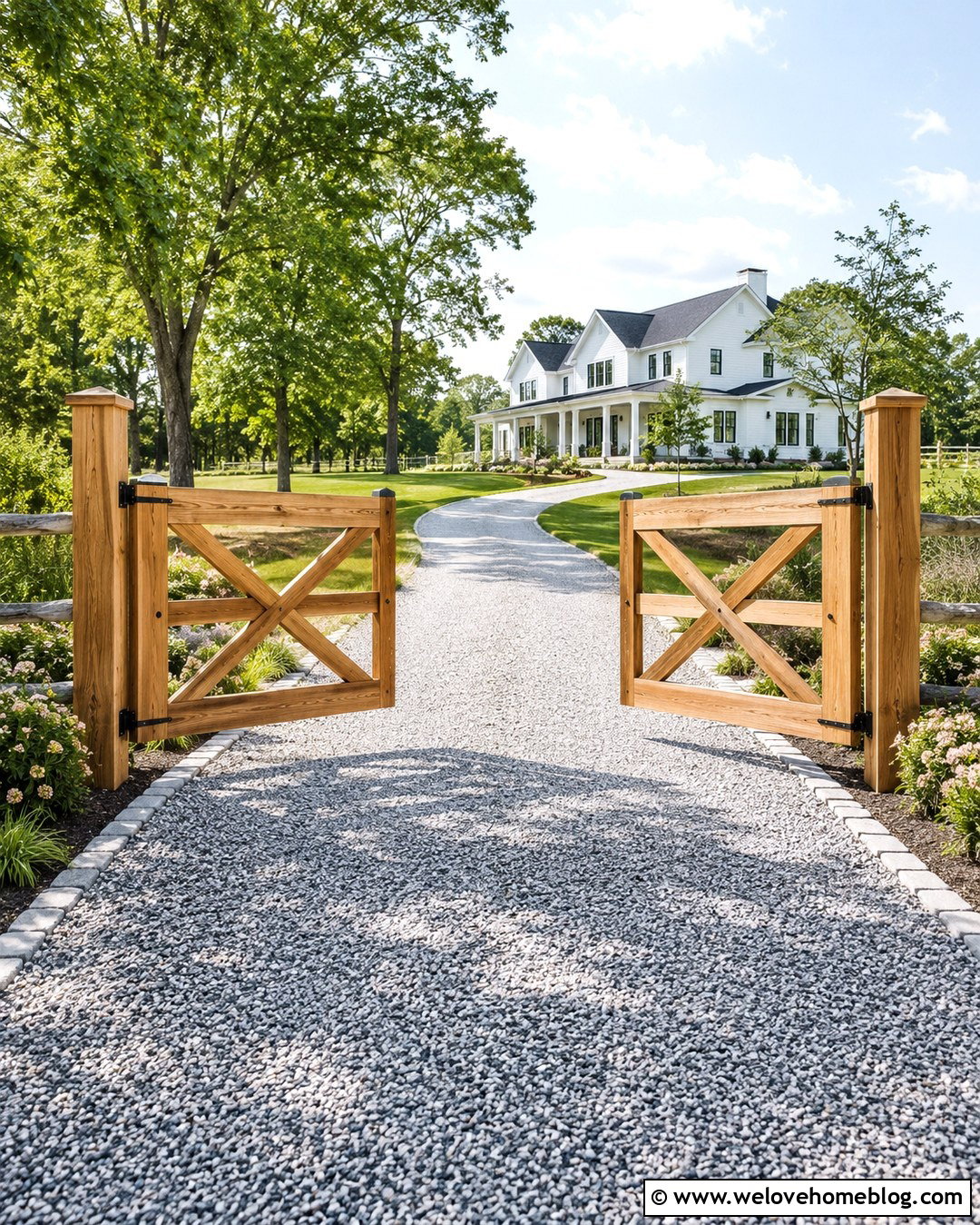 Farmhouse Wood Automatic Gate - 20 driveway automatic gate ideas