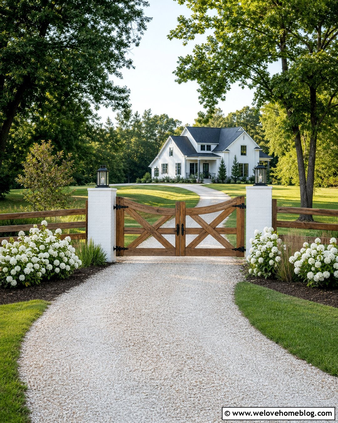 Farmhouse Wood Bi Fold Driveway Gate - 20 Wood Bi-Fold Driveway Gate Ideas