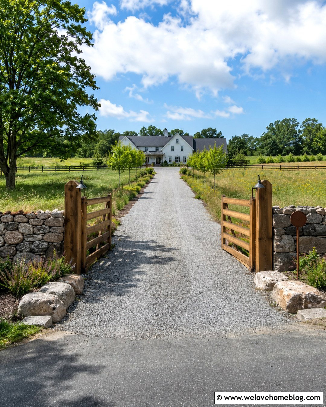 Farmhouse Wood Driveway Gate Entrance - 20 Driveway Gate Entrance Ideas