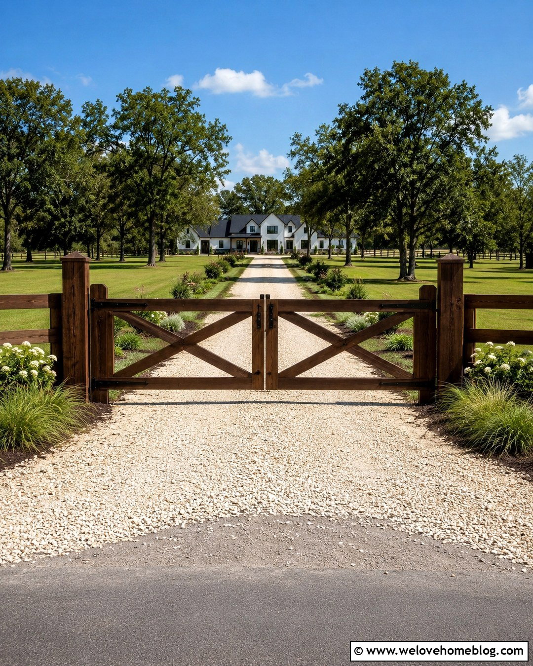 Farmhouse Wood Gate And Post Fence - 20 gates and fences driveway ideas